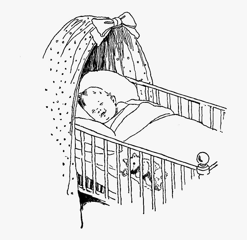 Crib Drawing Baby Cot - Baby In A Crib Drawing, HD Png Download, Free Download