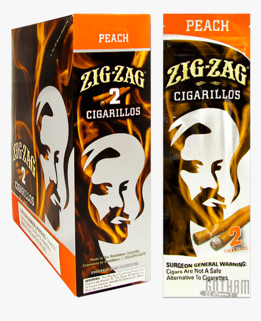 Zig Zag Cigarillos Peach 2 Pouch - Juicebox, HD Png Download, Free Download