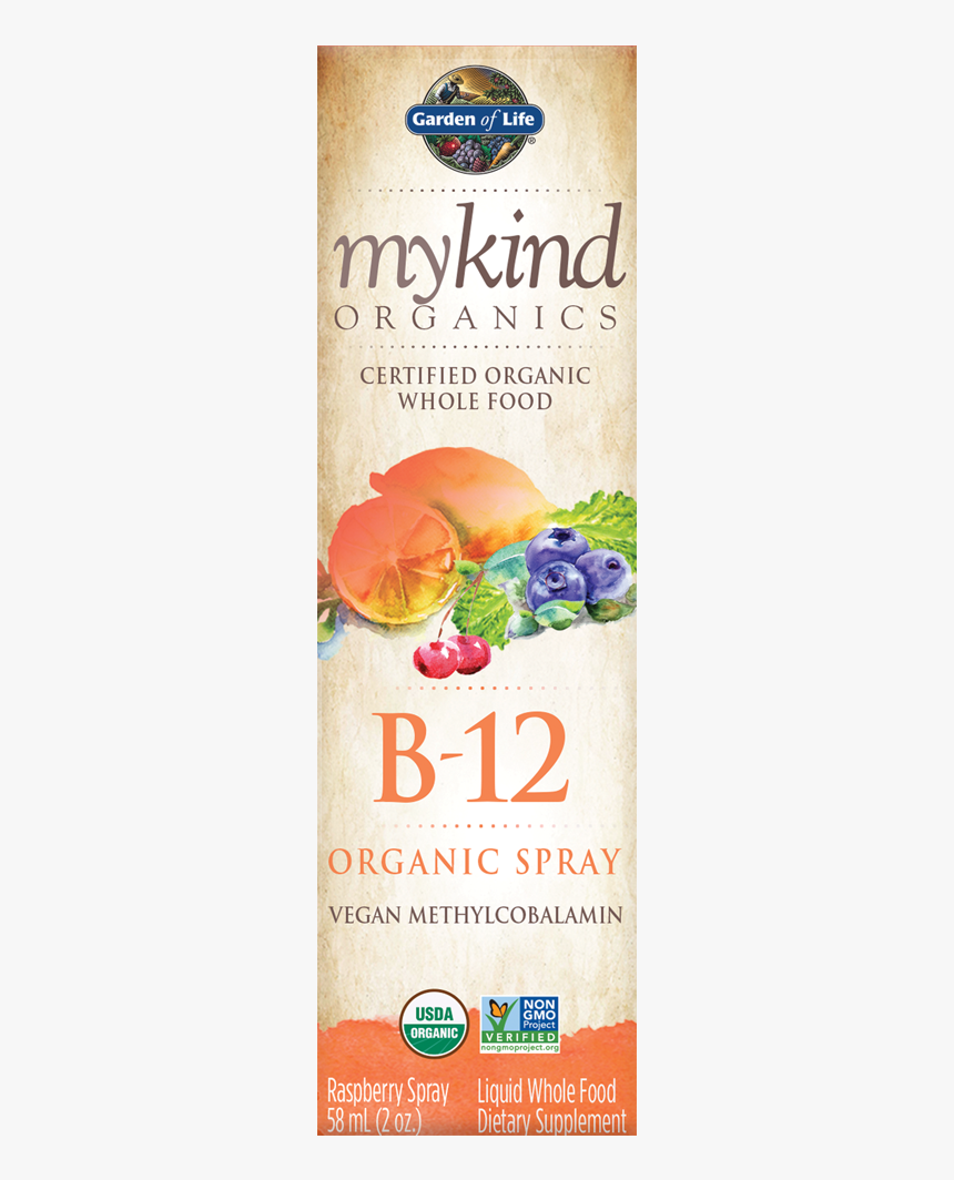 Mykind Organics B 12 Organic Spray Raspberry - My Kind Organics B12 Spray, HD Png Download, Free Download