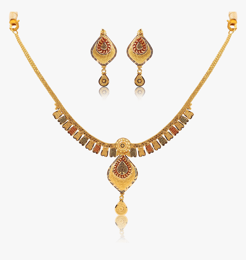 Delicate Hearts Gold Necklace Set - Nac Jewellers Necklace Designs With Price, HD Png Download, Free Download