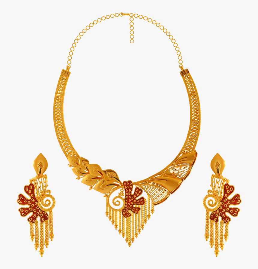 22kt Gold Necklace Set - Pc Chandra Jewellers Necklace Collection, HD Png Download, Free Download