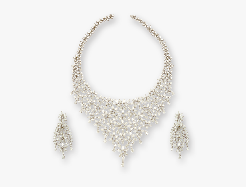 Necklace Set With Faceted Round Diamonds - Necklace, HD Png Download, Free Download