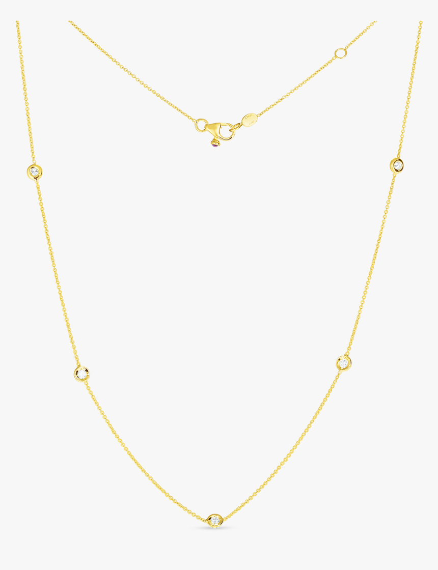 18k Yellow Gold Five Diamond Station Necklace - Necklace, HD Png Download, Free Download