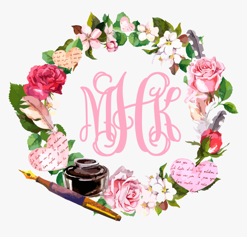 Transparent Liebe Clipart - Watercolor Flower Wreath Page Border, HD Png Download, Free Download