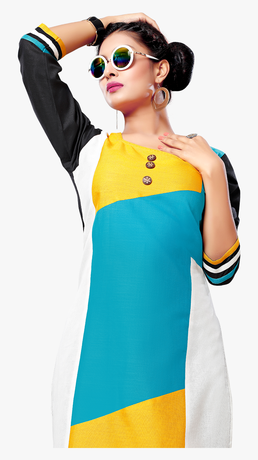 Yuri"s Multicoloured Cotton Straight Kurti - Designer Kurtis Png, Transparent Png, Free Download