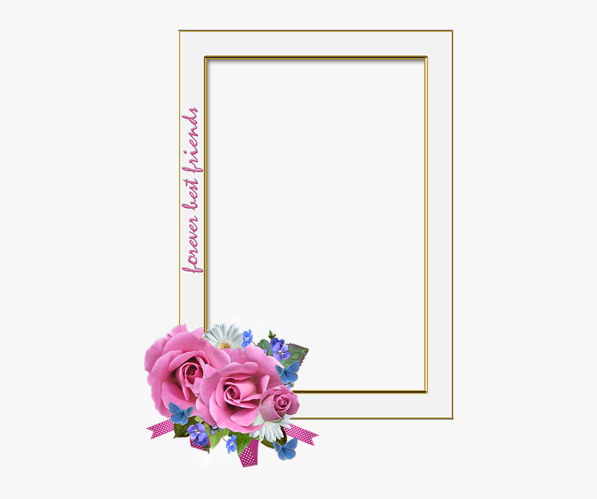 Frame, Roses, Best Friends, Isolated, Cut Out - Transparent Flowers Scrapbook, HD Png Download, Free Download