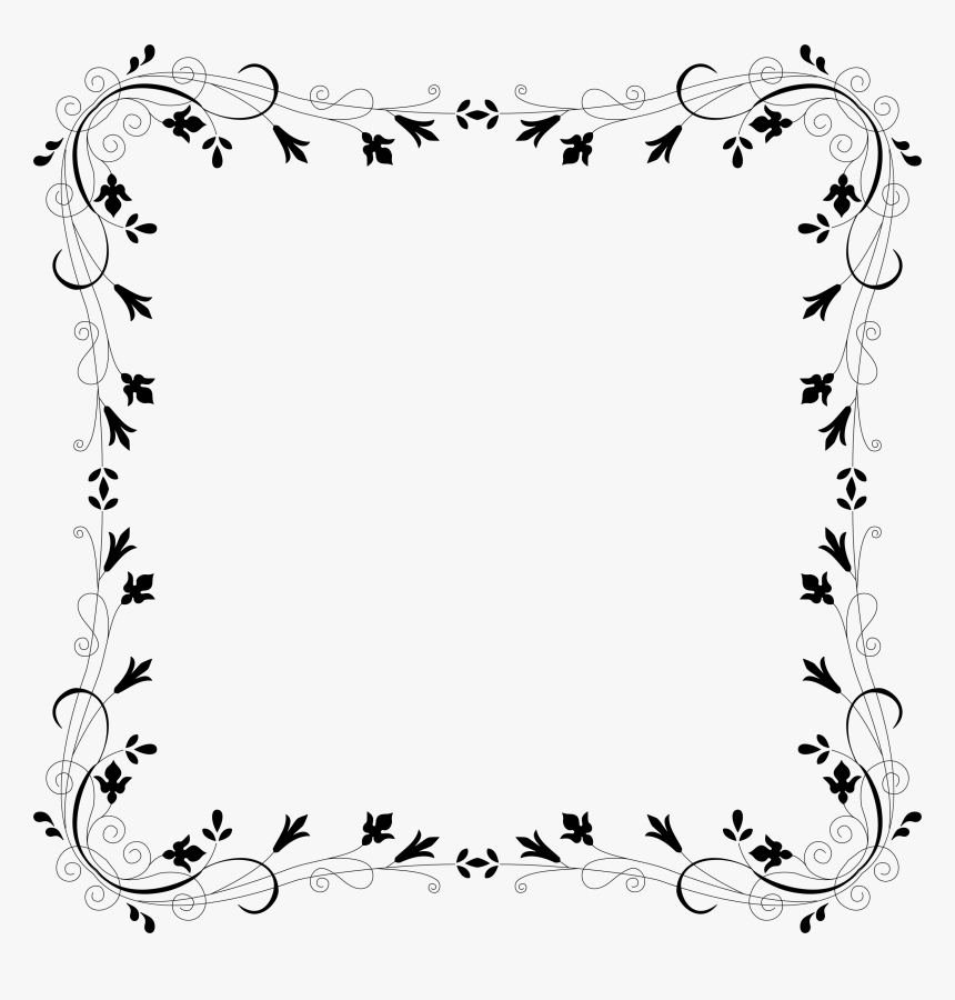 Cyberscooty Floral Border Extended 4 Clip Arts - Flower Border Black And White, HD Png Download, Free Download