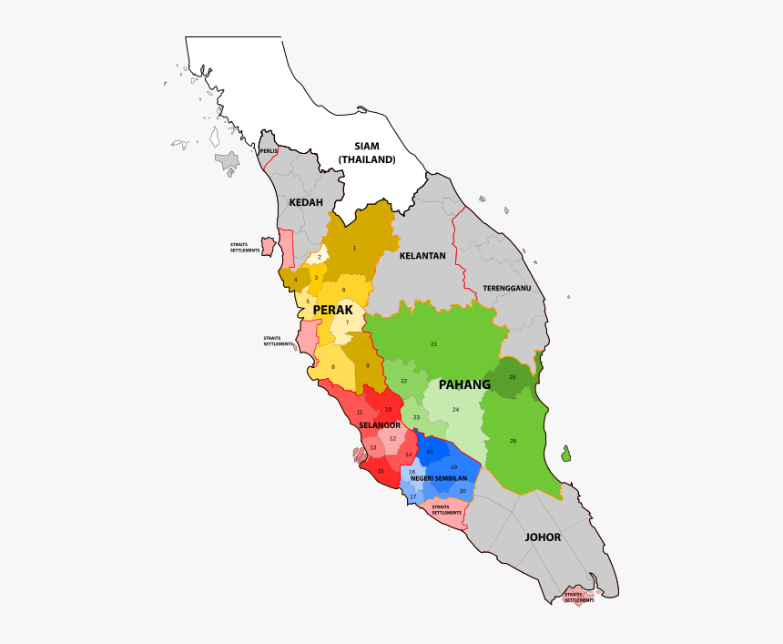 Map Of British Malaya, - Federated Malay States, HD Png Download, Free Download