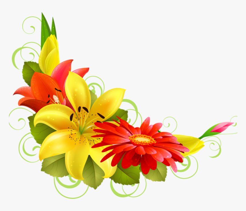 Corner Flower Design Png, Transparent Png , Png Download - Flowers For Wedding Card Design, Png Download, Free Download