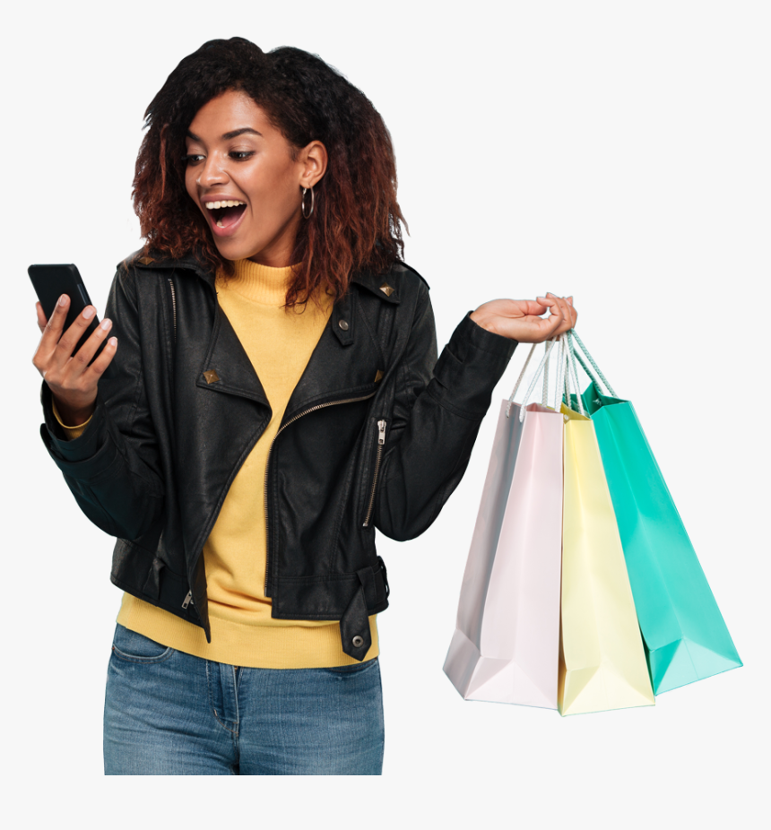 Girl Using Mobile Shopping Png, Transparent Png, Free Download