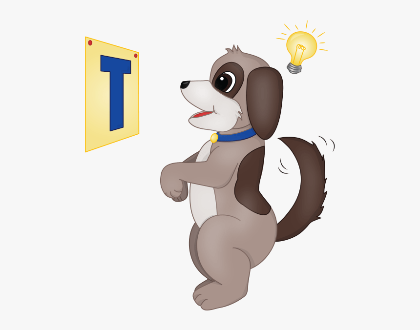 Dog Looking At The Letter T - Cartoon, HD Png Download, Free Download