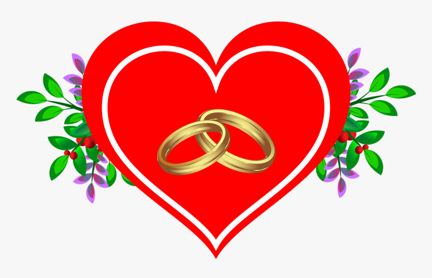 Heart Flowers Ring Free Picture - Corazon Con Anillos Png, Transparent Png, Free Download