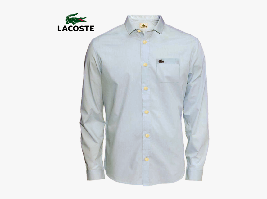 ~lacoste Bold Buttons Classic Long Sleeves Blue Shirt - Button, HD Png Download, Free Download