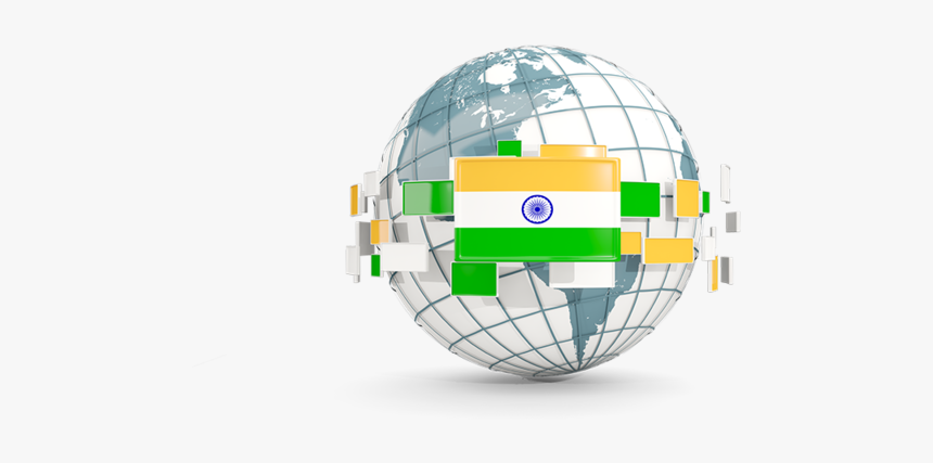 Globe With Line Of Flags - Png Globe India, Transparent Png, Free Download