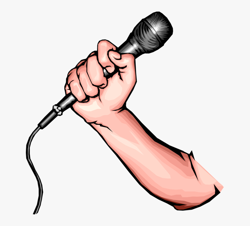 Vector Illustration Of Entertainer"s Hand Holding Electromagnetic - Hand Holding Microphone Png, Transparent Png, Free Download