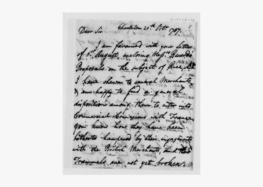 Ralph Izard To Thomas Jefferson October 20 1787 - Paper, HD Png Download, Free Download