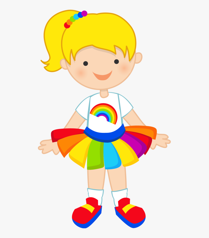 Girl In Tutu Clipart - Rainbow Girl Clipart, HD Png Download, Free Download