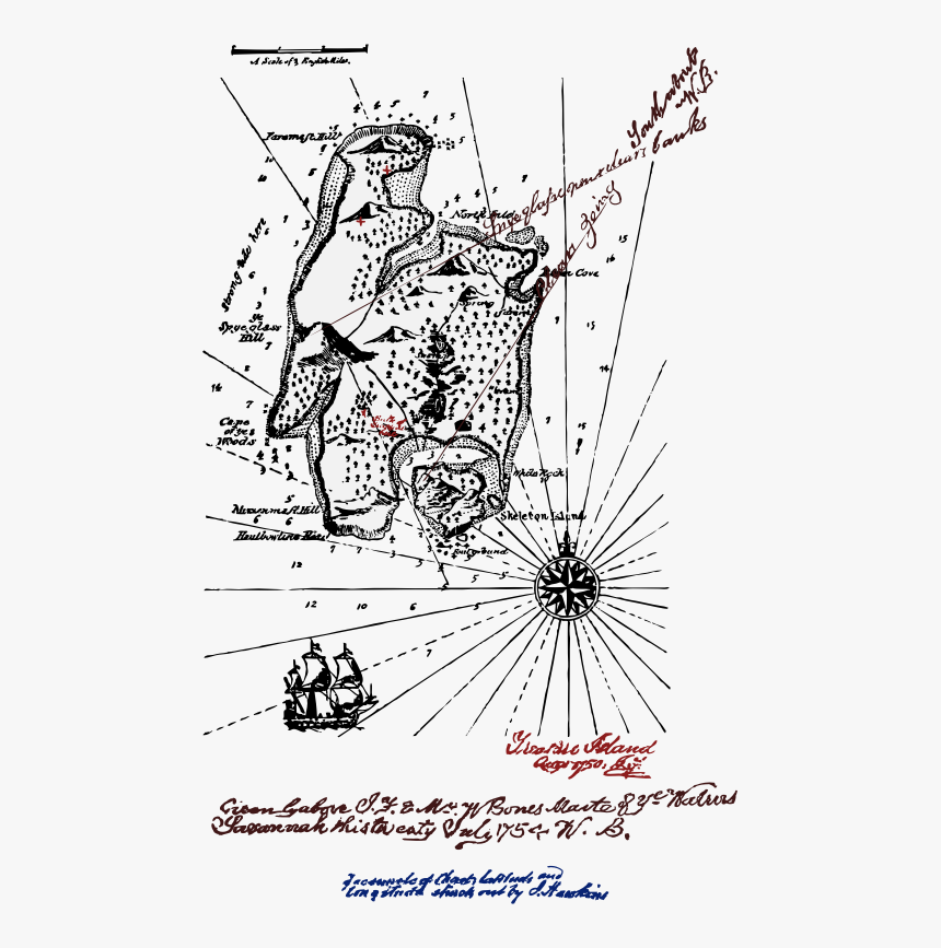 Art,text,monochrome - Treasure Island Map Robert Louis Stevenson, HD Png Download, Free Download