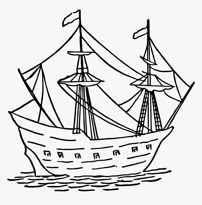 Battleship Clipart Simple - Caravel Drawing, HD Png Download, Free Download