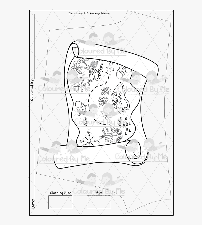 Ahoy Matey Treasure Map - Line Art, HD Png Download, Free Download