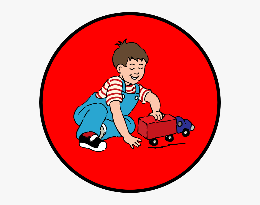 Little Boy Playing With Car In Red Circle Clip Art - Children Playing Clip Art, HD Png Download, Free Download