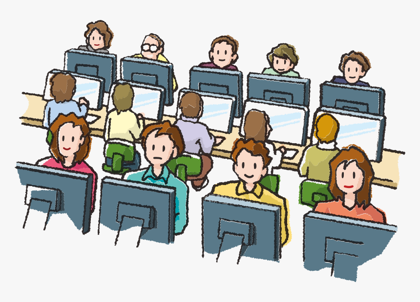 Computer Users - Computer Room Cartoon Png, Transparent Png, Free Download