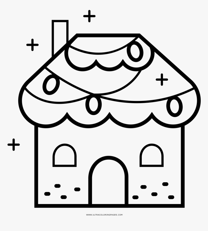 Gingerbread House Coloring Page - Coloring Book, HD Png Download, Free Download