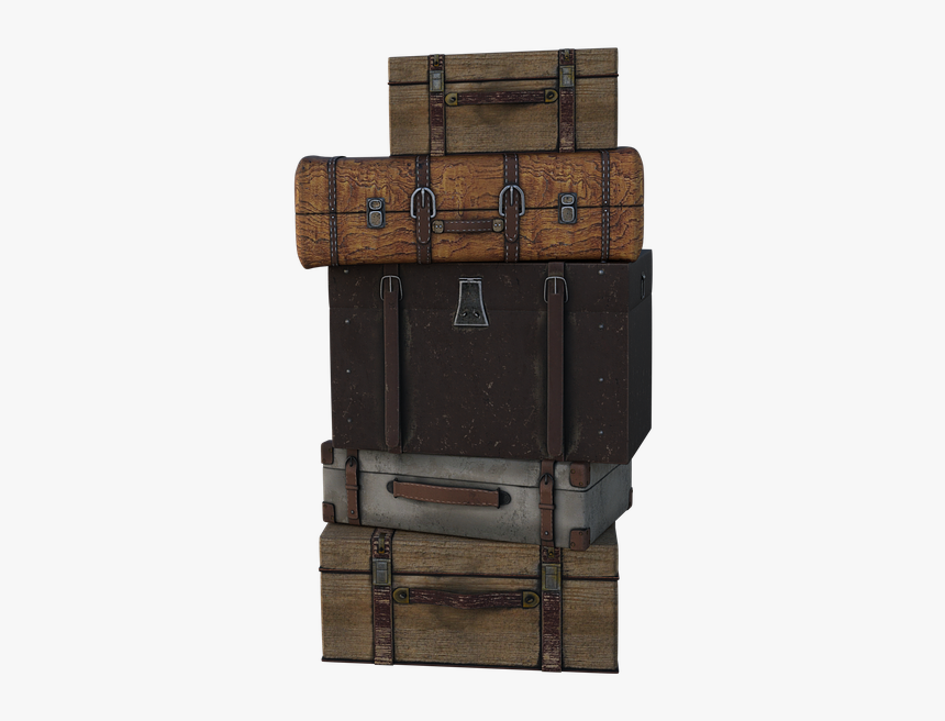 Trunks, Stacked, Old, Antiques, Vintage, Travel, Wooden - Cupboard, HD Png Download, Free Download