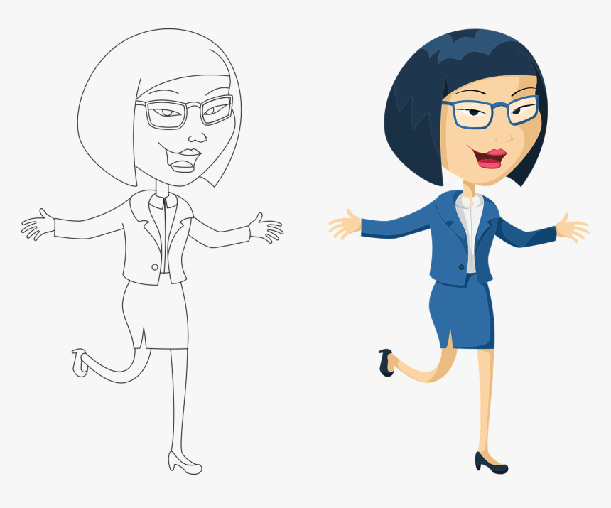 Asian Business Woman Cartoon, HD Png Download, Free Download