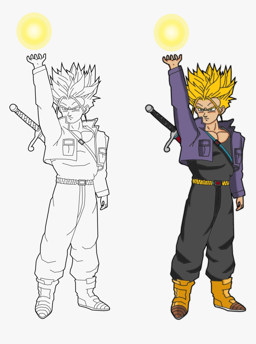 Future Trunks Sword Drawings Ssj , Png Download - Cartoon, Transparent Png, Free Download