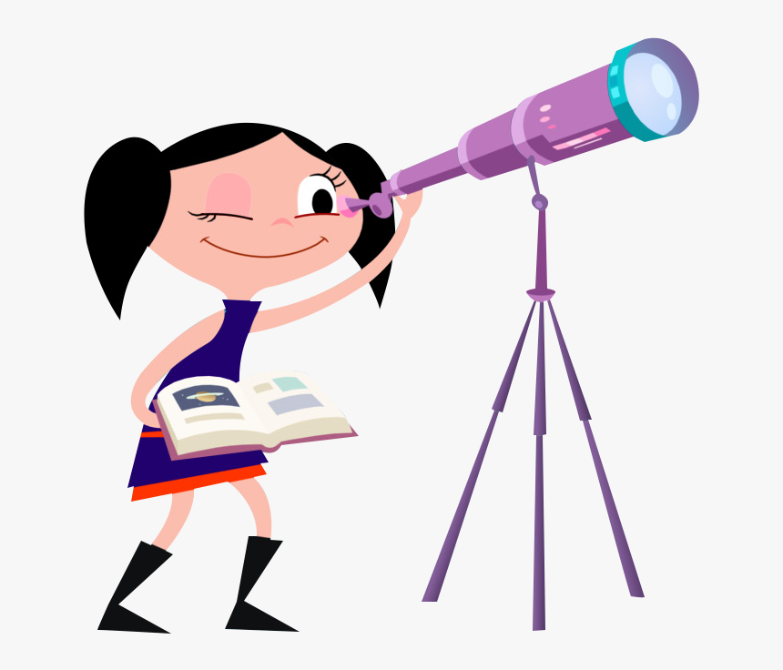 O Show Da Luna - Girl Cartoon Looking Through A Telescope, HD Png Download, Free Download