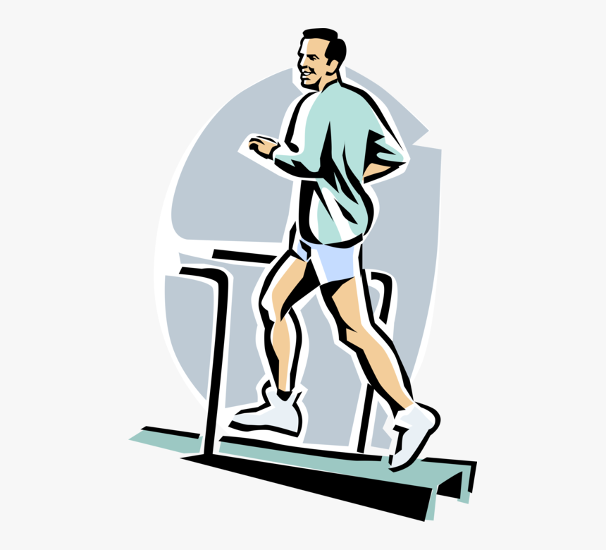 Vector Illustration Of Fitness And Exercise Workout - Running On Treadmill Cartoon, HD Png Download, Free Download