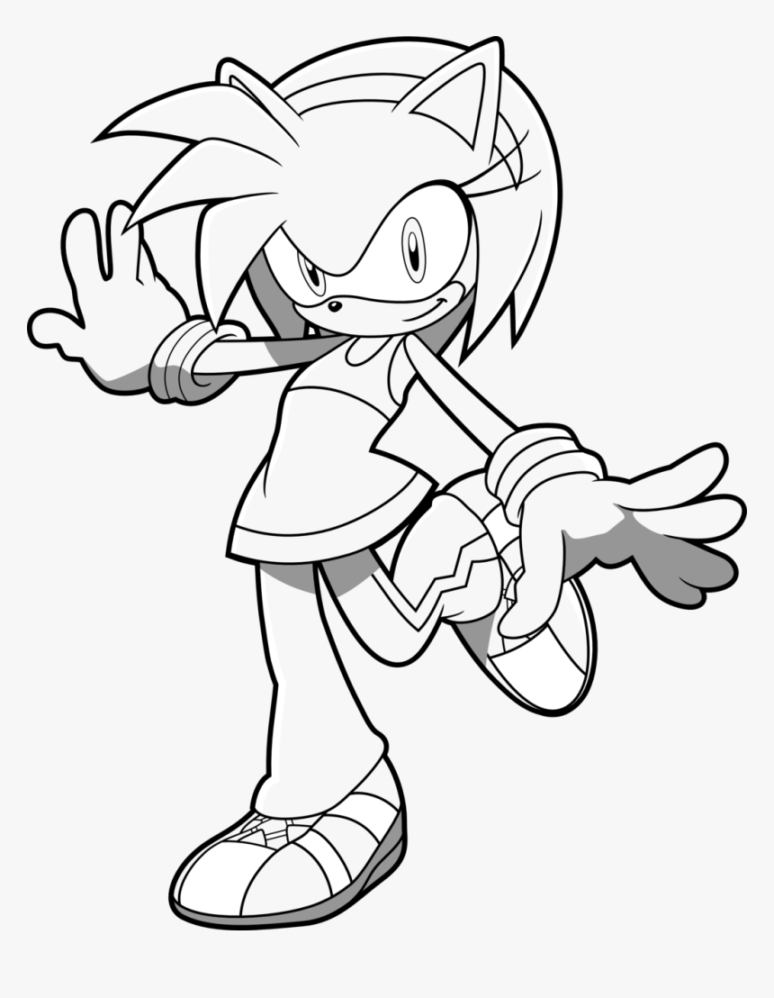 Amy Rose Lineart By Jackspade2012 Amy Rose Lineart - Amy Rose The Hedgehog Lineart, HD Png Download, Free Download