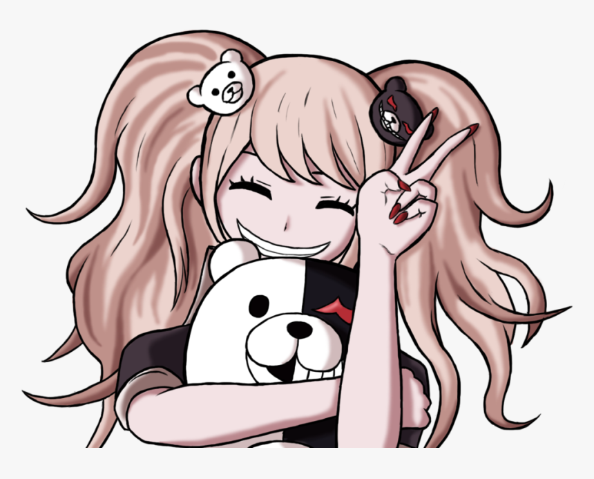 Junko Enoshima With Monokuma , Png Download - Junko Enoshima And Monokuma, Transparent Png, Free Download