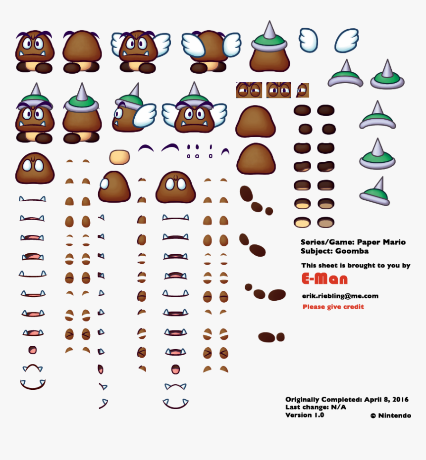 Paper Mario Goomba Sprite, HD Png Download, Free Download