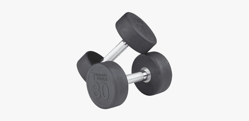 Rubber Round Dumbell 5-50lb Pairs - Dumbbell, HD Png Download, Free Download