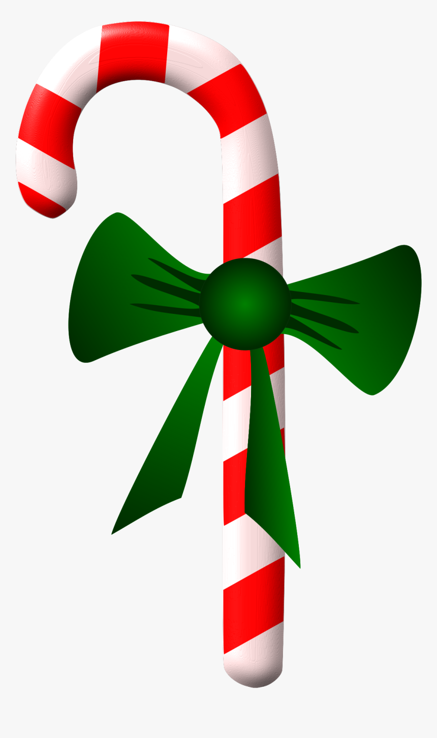 Canes Clipart Small - Candy Cane With A Bow, HD Png Download, Free Download