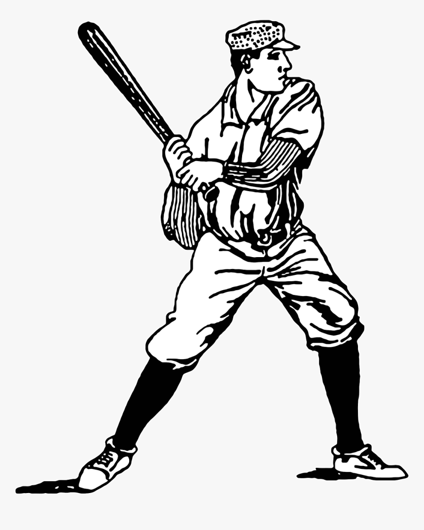 Vintage Baseball Player Clip Art, HD Png Download, Free Download