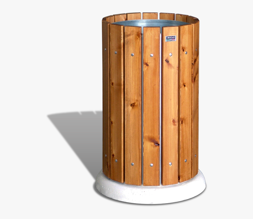 Galvanized Steel Basket With Wooden Slats For Collecting - Trash Can Wood Png, Transparent Png, Free Download