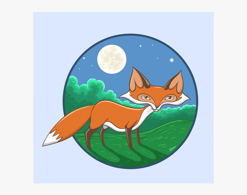 “a Fox In The Night” Vector Night Ipad Illustrator - Red Fox, HD Png Download, Free Download