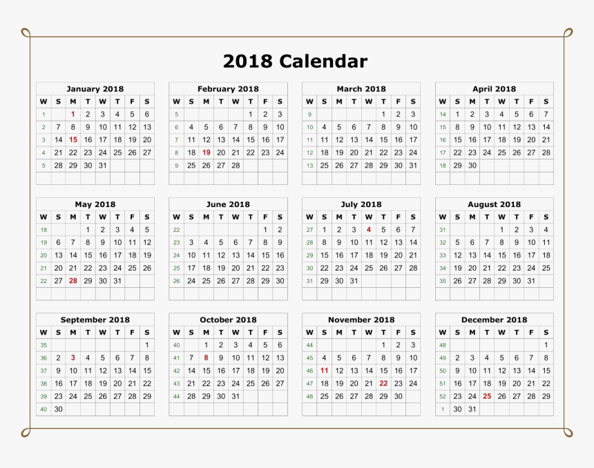 Png Transparent Images - 12 Month 2020 Calendar Printable, Png Download, Free Download