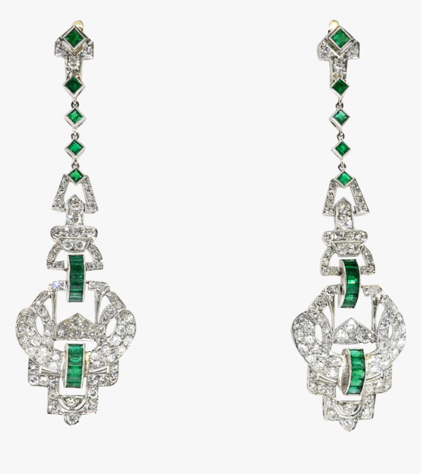 Emerald Png Download Image - Art Deco Emerald And Diamond Earrings, Transparent Png, Free Download