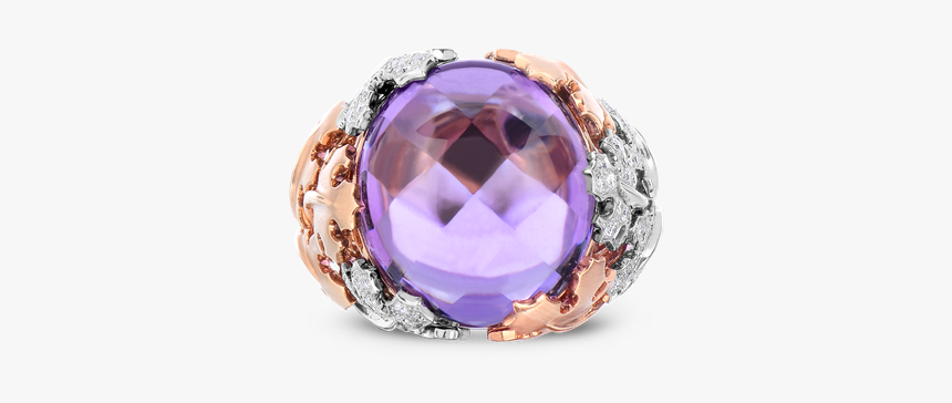 Roberto Coin Cabochon Ring With Amethyst And Diamonds - Amethyst, HD Png Download, Free Download