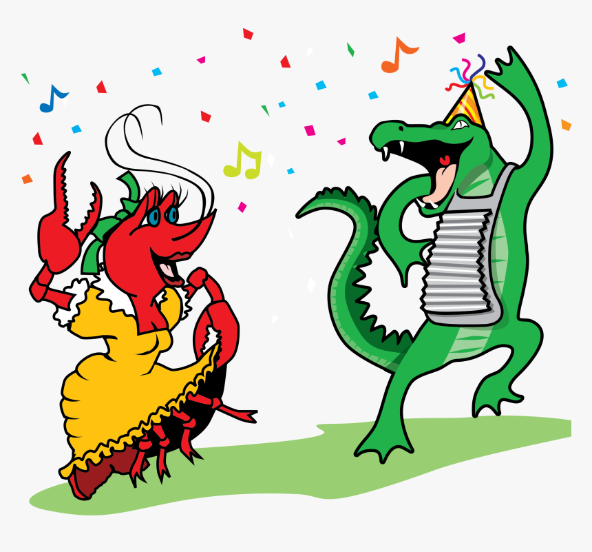 Crawfish And Alligator Dancing Vector Clip Art - Mardi Gras Crawfish Clip Art, HD Png Download, Free Download