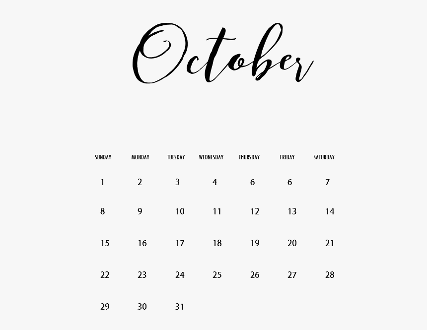 October Download Png Image - Calligraphy, Transparent Png, Free Download