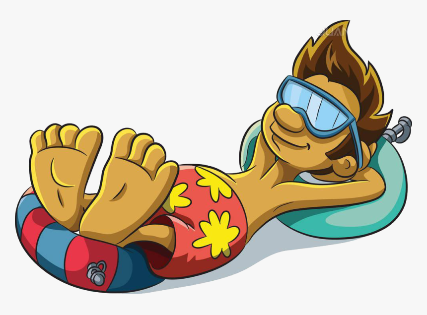 Cartoon Beach Vacation Boy - Relax Cartoon, HD Png Download, Free Download