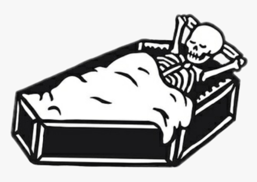 #skeleton #coffin #relax #blackandwhite #freetoedit - Skeleton In Coffin Png, Transparent Png, Free Download