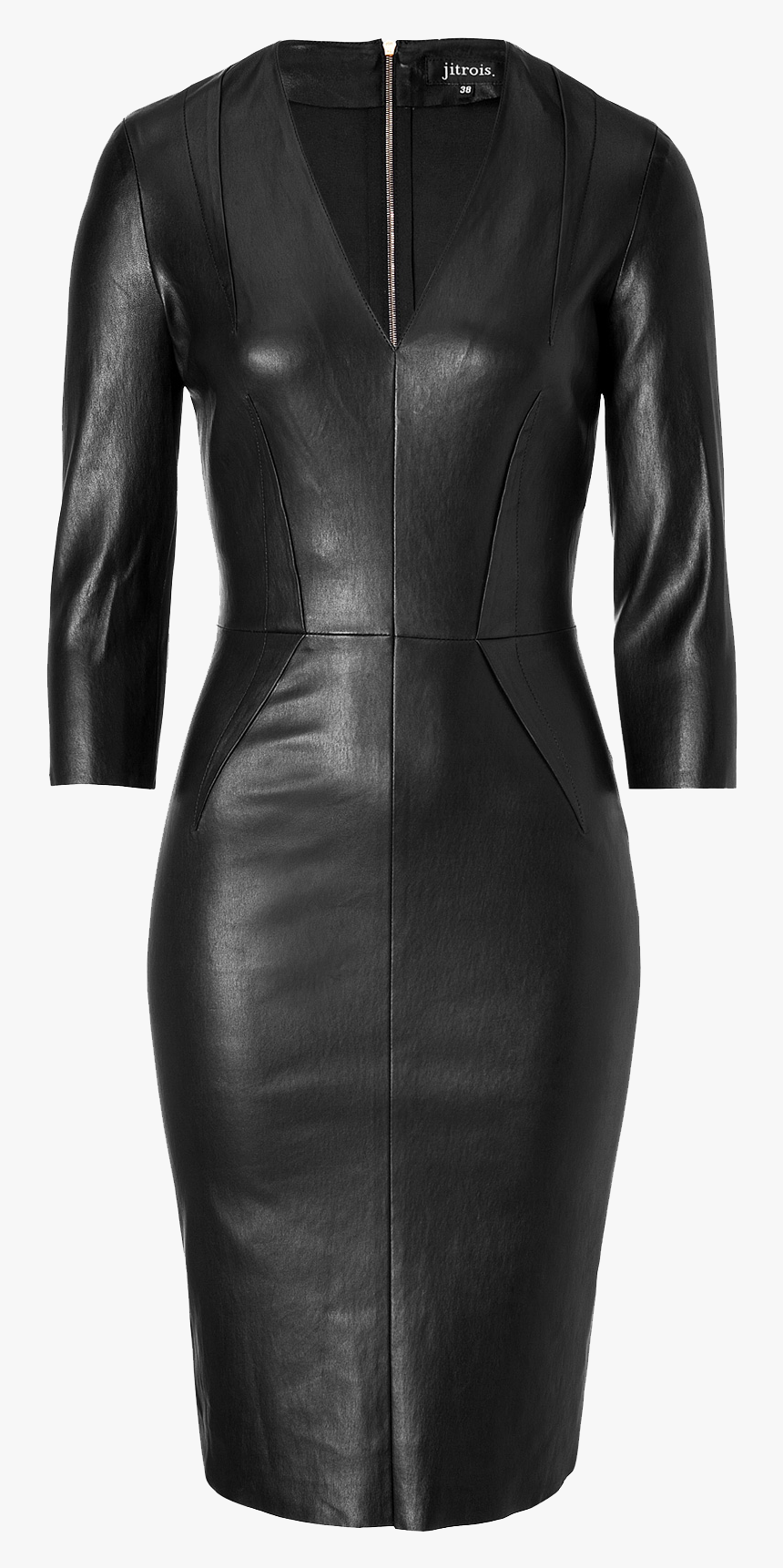 Jitrois Black Leather Dress Front Back Views - Robe En Cuir Jitrois, HD Png Download, Free Download