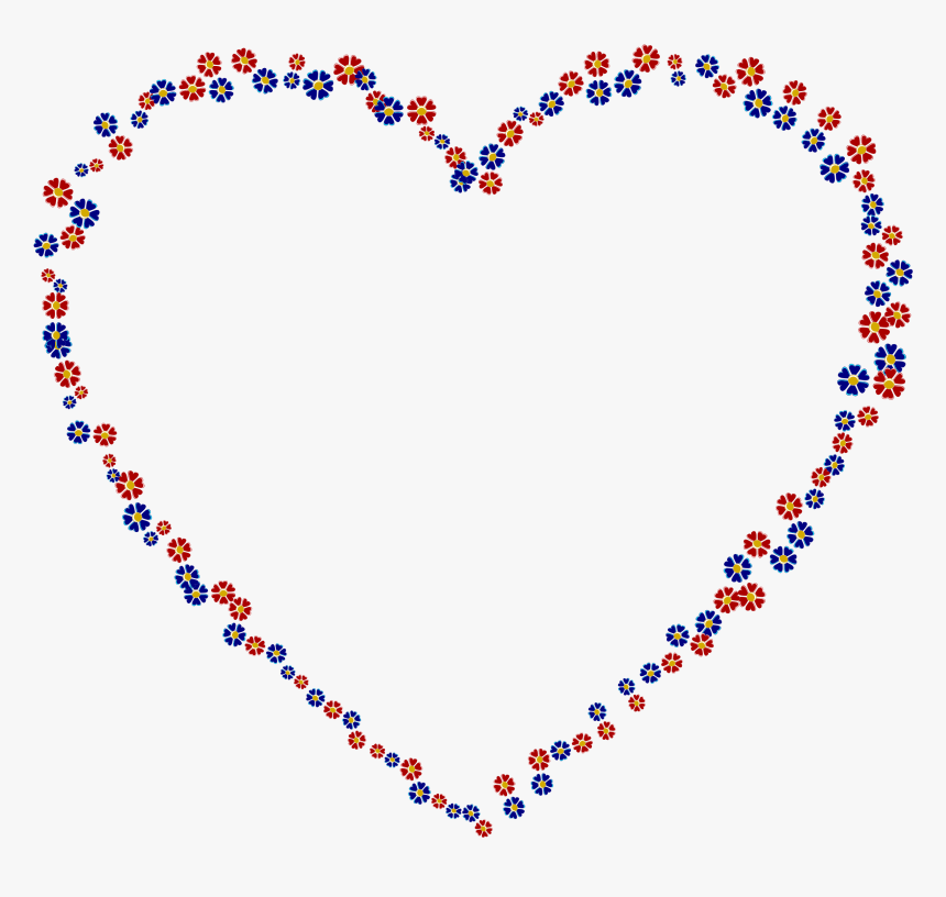 Red And Blue Floral Heart Clip Arts - Portable Network Graphics, HD Png Download, Free Download