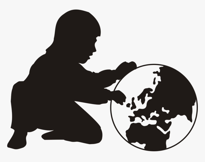 Child, World, Map, Globus, Earth, A Child"s World - People Silhouette, HD Png Download, Free Download